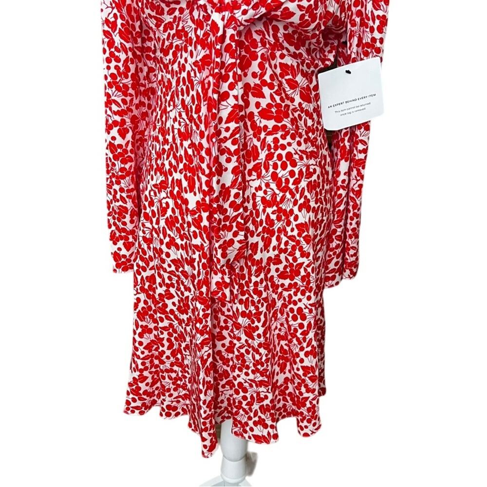 Diane von Furstenberg tie front Mini Cherry Print Dress Size S - Picture 5 of 10